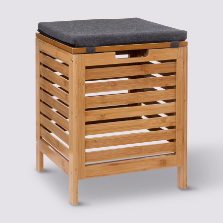 Taburet multifunctional 5Five Sicela, spatiu depozitare, bambus, 35x35x49 cm, bej [2]