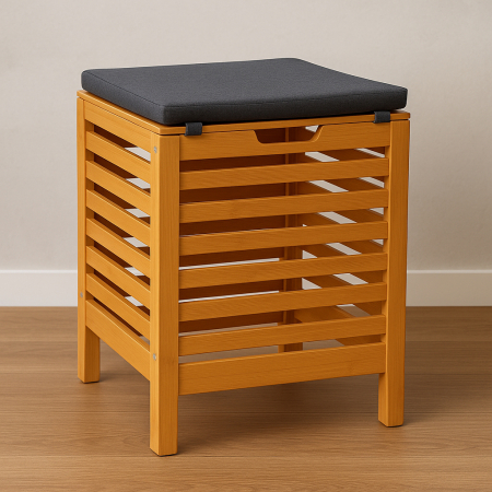 Taburet multifunctional 5Five Sicela, spatiu depozitare, bambus, 35x35x49 cm, bej [1]