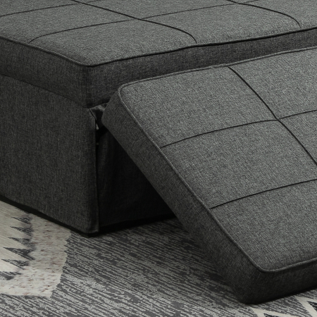  Taburet Pat Individual 3 in 1 cu Spatar Reglabil pe 5 Nivele si Perna Suplimentara, 95x179x78 cm, Gri [8]