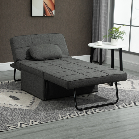  Taburet Pat Individual 3 in 1 cu Spatar Reglabil pe 5 Nivele si Perna Suplimentara, 95x179x78 cm, Gri [1]