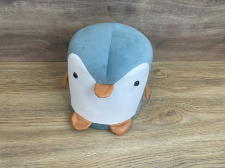 Taburet pentru copii, 28x25cm, maxim 50kg, model pinguin albastru [2]