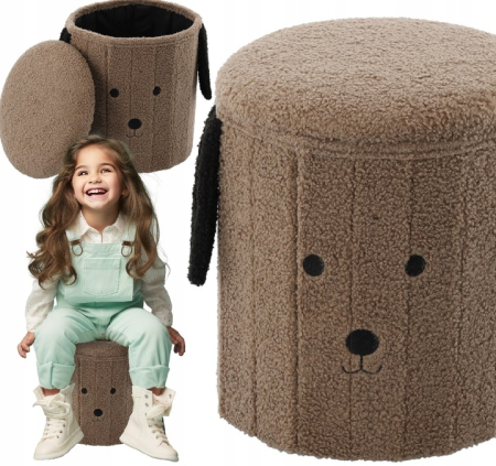 Taburet pentru copii, pliabil cu spatiu depozitare, 80kg, 28×34 cm, maro [7]