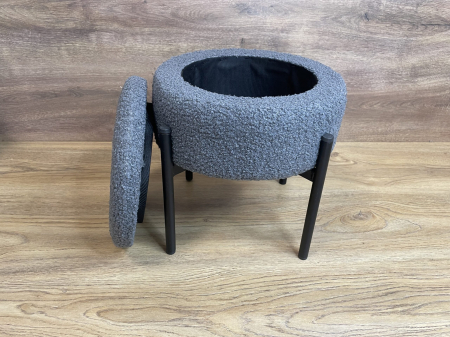 Taburet pentru copii, rotund, spatiu depozitare, 31x28cm, maxim 50kg, gri [5]