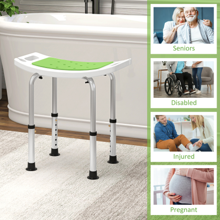  Taburet pentru Dus din Aluminiu si Plastic Antiderapant, Reglabil 6 Niveluri 39-52cm, Verde [6]