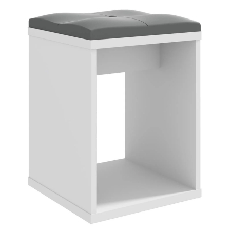Mobila living - Taburet pentru toaleta cu sezut confortabil, 30x30x42 cm, alb