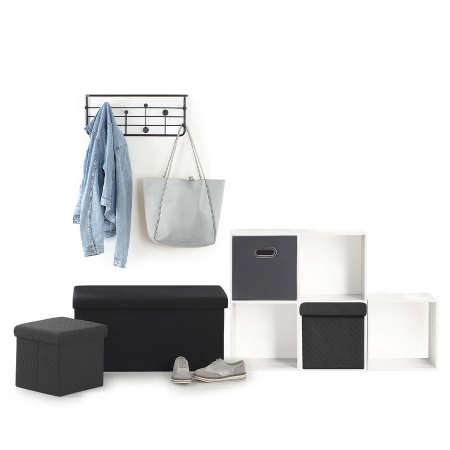 Taburet pliabil 5Five patrat cu spatiu de depozitare, MDF, 31x31x31 cm, gri [1]