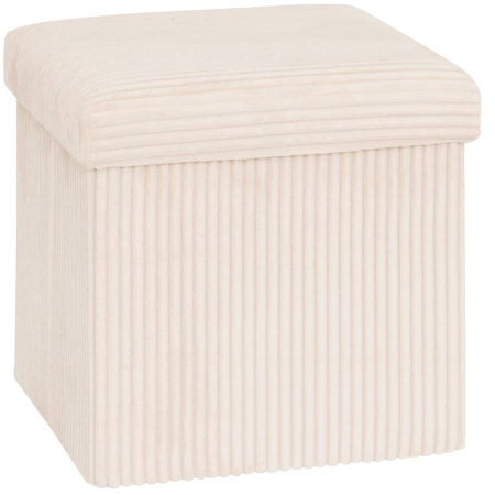 Mobila - Taburet pliabil Atmosphera Arum din material tip catifea raiat, 38x38x38 cm, ivoire