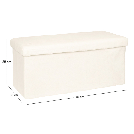 Taburet pliabil Atmosphera Ezzio cu depozitare, 76x38x38 cm, blana artificiala, alb [3]