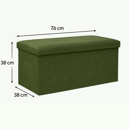 Taburet pliabil Atmosphera Lilou cu spatiu depozitare 80L, 76x38x38 cm, verde khaki [6]