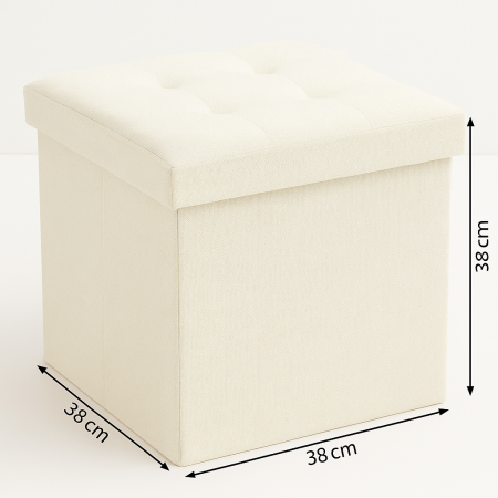 Taburet pliabil Atmosphera Lysandre cu spatiu de depozitare, 38x38x38 cm, bej [5]