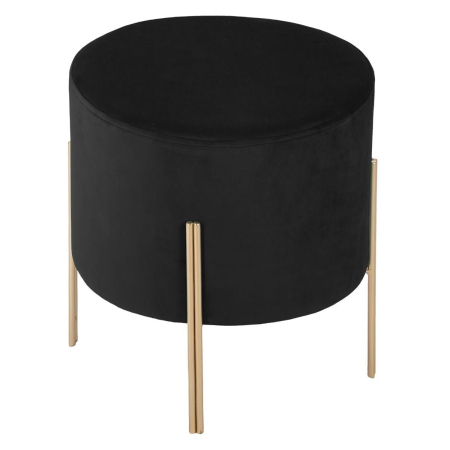 Mobila living - Taburet rotund Atmosphera Ilyan, 34x40 cm, catifea si MDF, negru