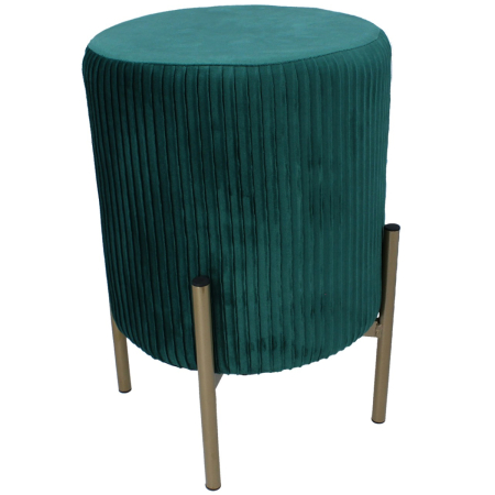 Living & hol - Taburet rotund cu tapiterie catifelata si picioare aurii, 28x42 cm, verde