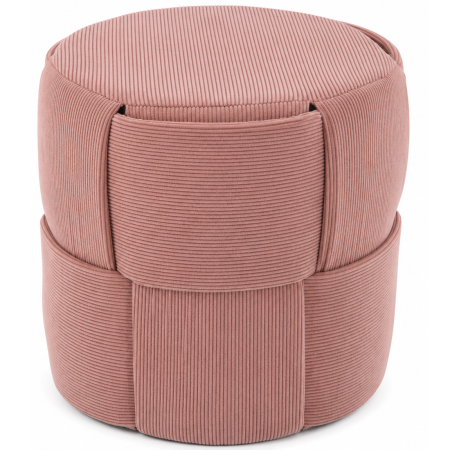 Living & hol - Taburet rotund pentru living si dormitor, design impletit, 38x38 cm, roz