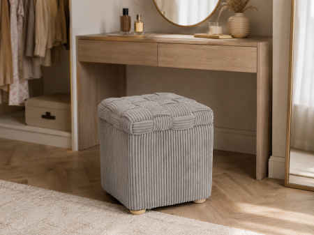 Taburet tapitat cu material reiat, design impletit, 40x40x45 cm, gri [1]