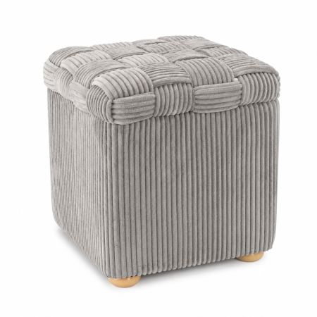 Taburet tapitat cu material reiat, design impletit, 40x40x45 cm, gri [4]