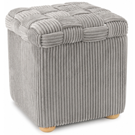 Living & hol - Taburet tapitat cu material reiat, design impletit, 40x40x45 cm, gri