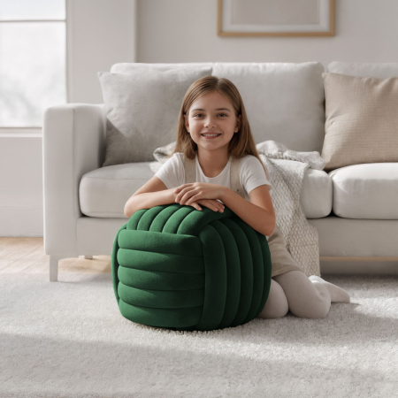 Taburet tapitat Nilo, velur, 53x50x43 cm, verde smarald [3]