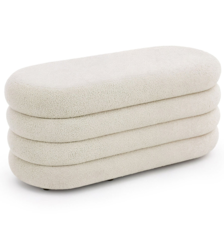 Living & hol - Taburet tapitat Puffo cu spatiu de depozitare, velur, 100x42x42 cm, crem