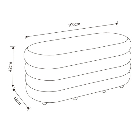 Taburet tapitat Puffo cu spatiu de depozitare, velur, 100x42x42 cm, crem [4]