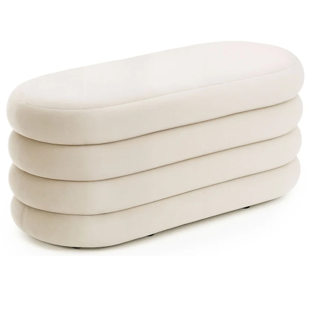 Living & hol - Taburet tapitat Puffo cu spatiu de depozitare, velur, 100x42x42 cm, crem