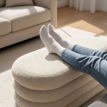 Taburet tapitat Puffo cu spatiu de depozitare, velur, 100x42x42 cm, crem [5]