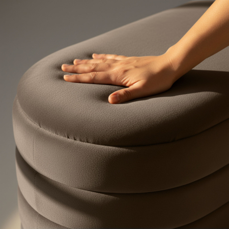 Taburet tapitat Puffo cu spatiu de depozitare, velur, 100x42x42 cm, maro [2]