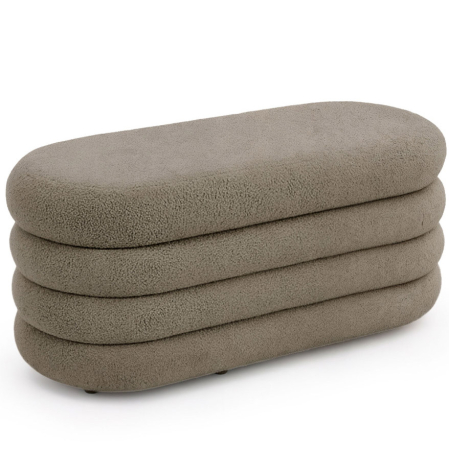 Living & hol - Taburet tapitat Puffo cu spatiu de depozitare, velur, 100x42x42 cm, maro mocha