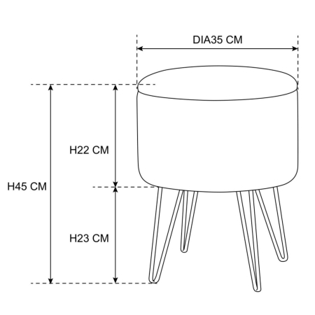 Taburet tapitat rotund Lili cu spatiu de depozitare, velur, 35x35x45 cm, crem [2]