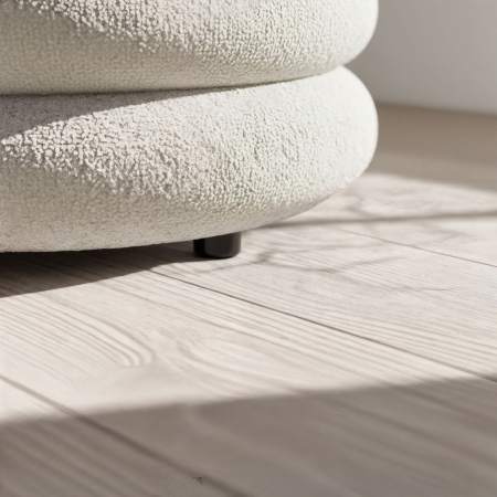 Taburet tapitat Snuggo cu spatiu de depozitare, velur, diametru 42 cm, inaltime 45 cm, alb [2]