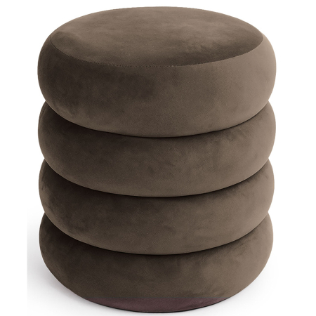 Living & hol - Taburet tapitat Snuggo cu spatiu de depozitare, velur, diametru 42 cm, inaltime 45 cm, maro