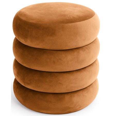 Living & hol - Taburet tapitat Snuggo cu spatiu de depozitare, velur, diametru 42 cm, inaltime 45 cm, portocaliu