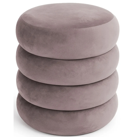 Living & hol - Taburet tapitat Snuggo cu spatiu de depozitare, velur, diametru 42 cm, inaltime 45 cm, roz pudrat