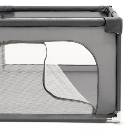 Tarc joaca pliabil copii intrare fermoar plasa protectie, 200x180x66 cm, sigur, gri [8]