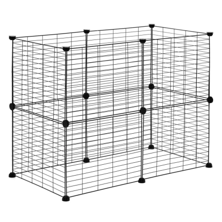 Tarc modular animale 12 panouri metalice, configurabil in 3 forme, pliabil, accesorii fixare, 143x71x46 cm, negru [18]
