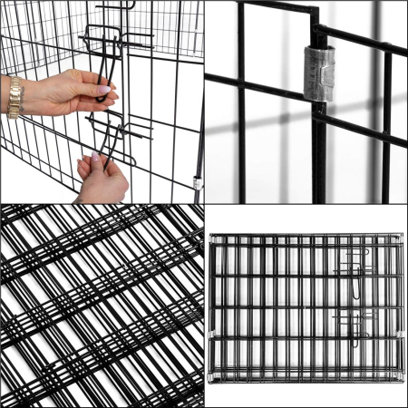 Tarc animale companie fier configurabil usa acces 3xl, 155x155x61 cm, pliabil, negru [3]