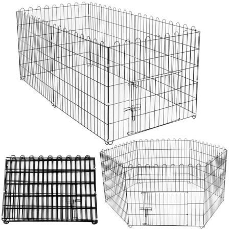 Tarc pentru animale de companie, din fier, forma configurabila, cu usa de acces, 3XL, 165x85x73cm, negru [15]