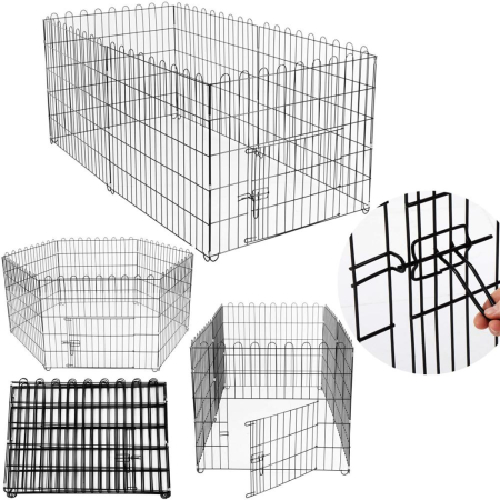 Tarc pentru animale de companie, din fier, forma configurabila, cu usa de acces, 3XL, 165x85x73cm, negru [14]