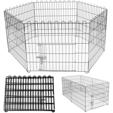 Tarc pentru animale de companie, din fier, forma configurabila, cu usa de acces, 3XL, 165x85x73cm, negru [16]