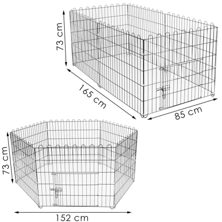 Tarc pentru animale de companie, din fier, forma configurabila, cu usa de acces, 3XL, 165x85x73cm, negru [1]