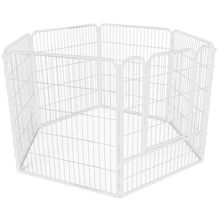 Tarc pentru animale de companie, din fier, forma configurabila, cu usa de acces, 4XL, 184x100x93cm, alb [12]