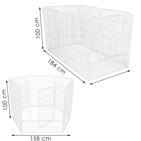 Tarc animale companie fier configurabil usa acces 4xl, 184x100x93 cm, pliabil, alb [22]