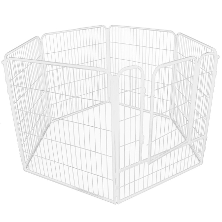 Tarc pentru animale de companie, din fier, forma configurabila, cu usa de acces, 4XL, 184x100x93cm, alb [10]