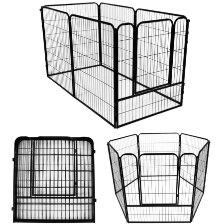 Tarc animale companie fier configurabil usa acces 4xl, 184x100x93 cm, pliabil, negru [2]