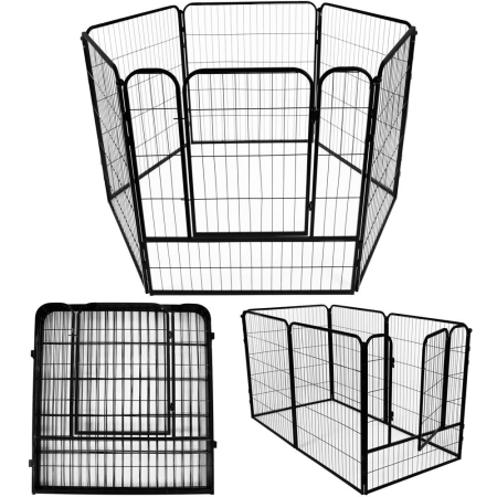 Tarc pentru animale de companie, din fier, forma configurabila, cu usa de acces, 4XL, 184x100x93cm, negru [1]