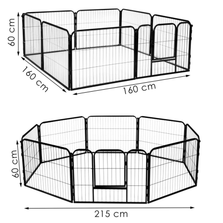 Tarc animale companie fier configurabil usa acces 5xl, 160x160x60 cm, pliabil, negru [18]