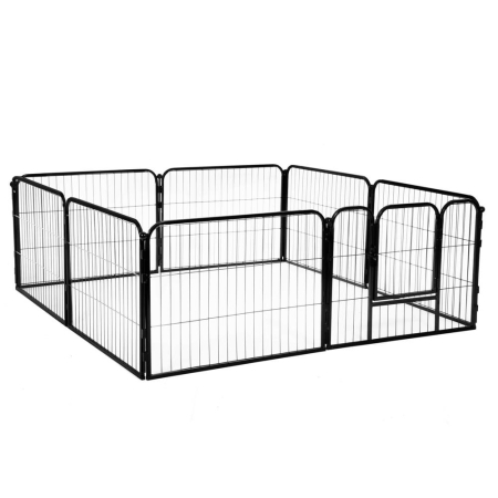 Custi, cotete si tarcuri - Tarc animale companie fier configurabil usa acces 5xl, 160x160x60 cm, pliabil, negru