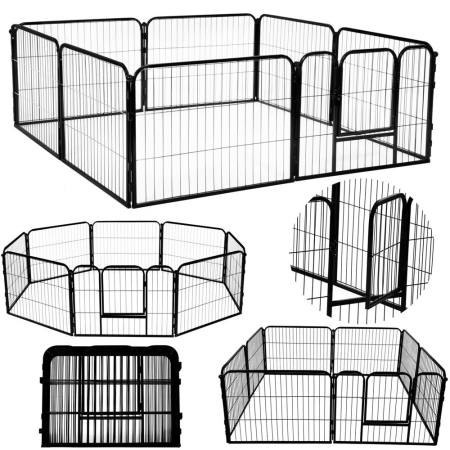 Tarc animale companie fier configurabil usa acces 5xl, 160x160x60 cm, pliabil, negru [3]