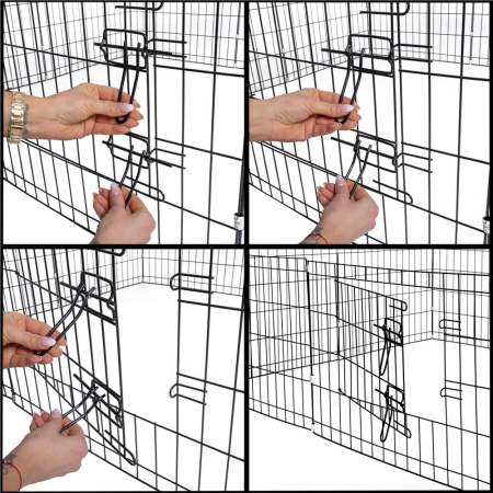 Tarc animale companie fier configurabil usa acces xxl, 120x120x60 cm, pliabil, negru [4]