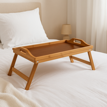 Tava mic dejun 5Five Bambou cu picioare pliabile, 50x30x22 cm, MDF si bambus, maro natur [1]
