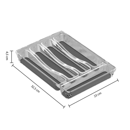 Tava organizare tacamuri 5Five Tidy Smart cu 5 compartimente, 23x33x5 cm, gri [1]
